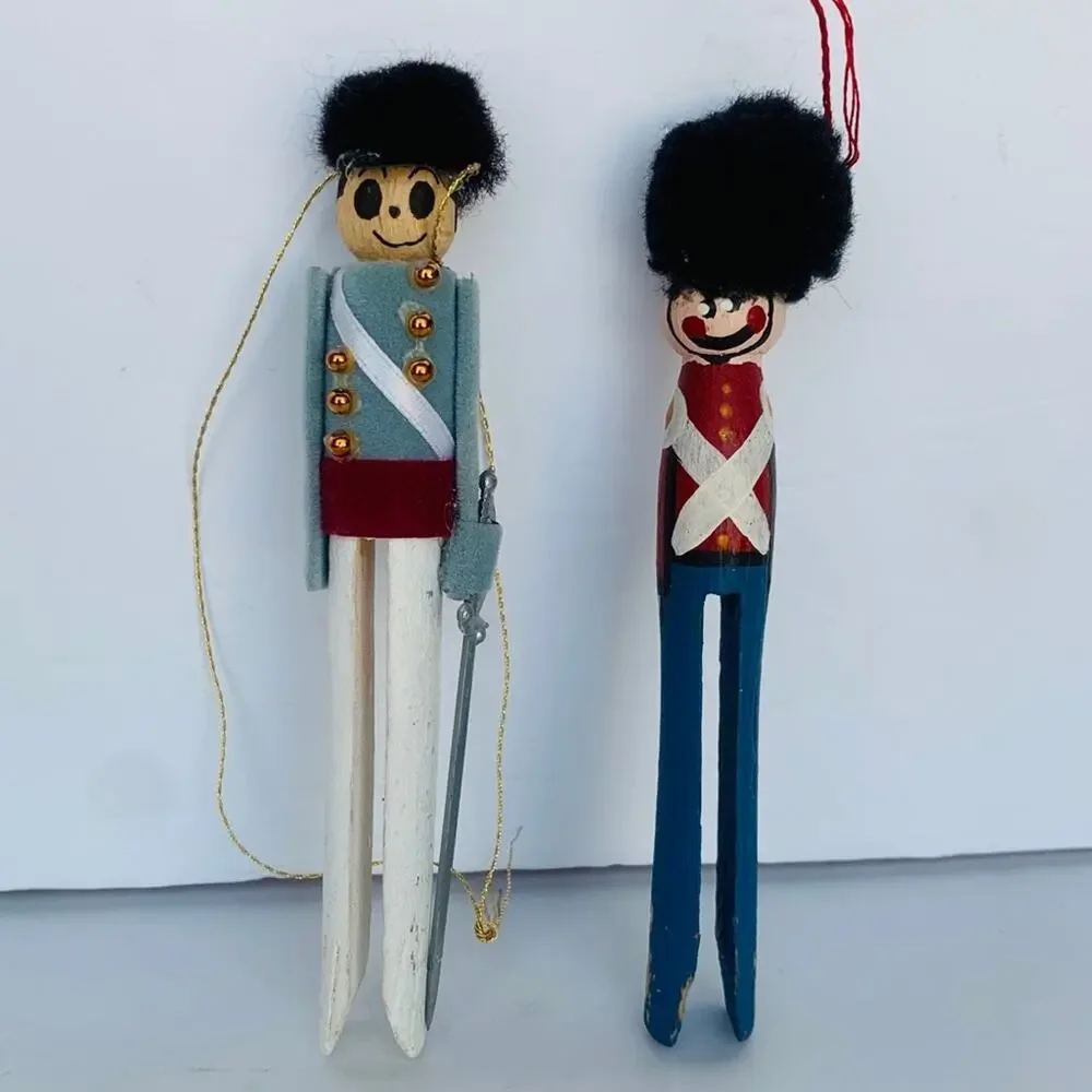 Vintage Clothes Pin Soldier Ornaments